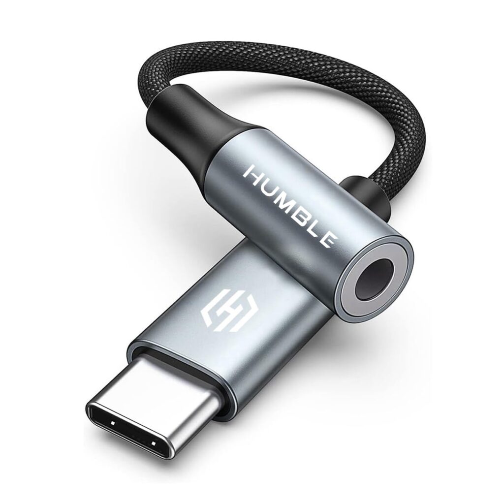 HUMBLE Type C to 3.5mm Audio Jack Adapter with DAC – Compatible with iPhone 15 Pro Max/ 15 Pro/ 15 Plus, Galaxy S24/ S24 Ultra/ S23/ S23 Ultra/ S22/ S21, Flip/Fold, iPad Pro & Other Type C Devices