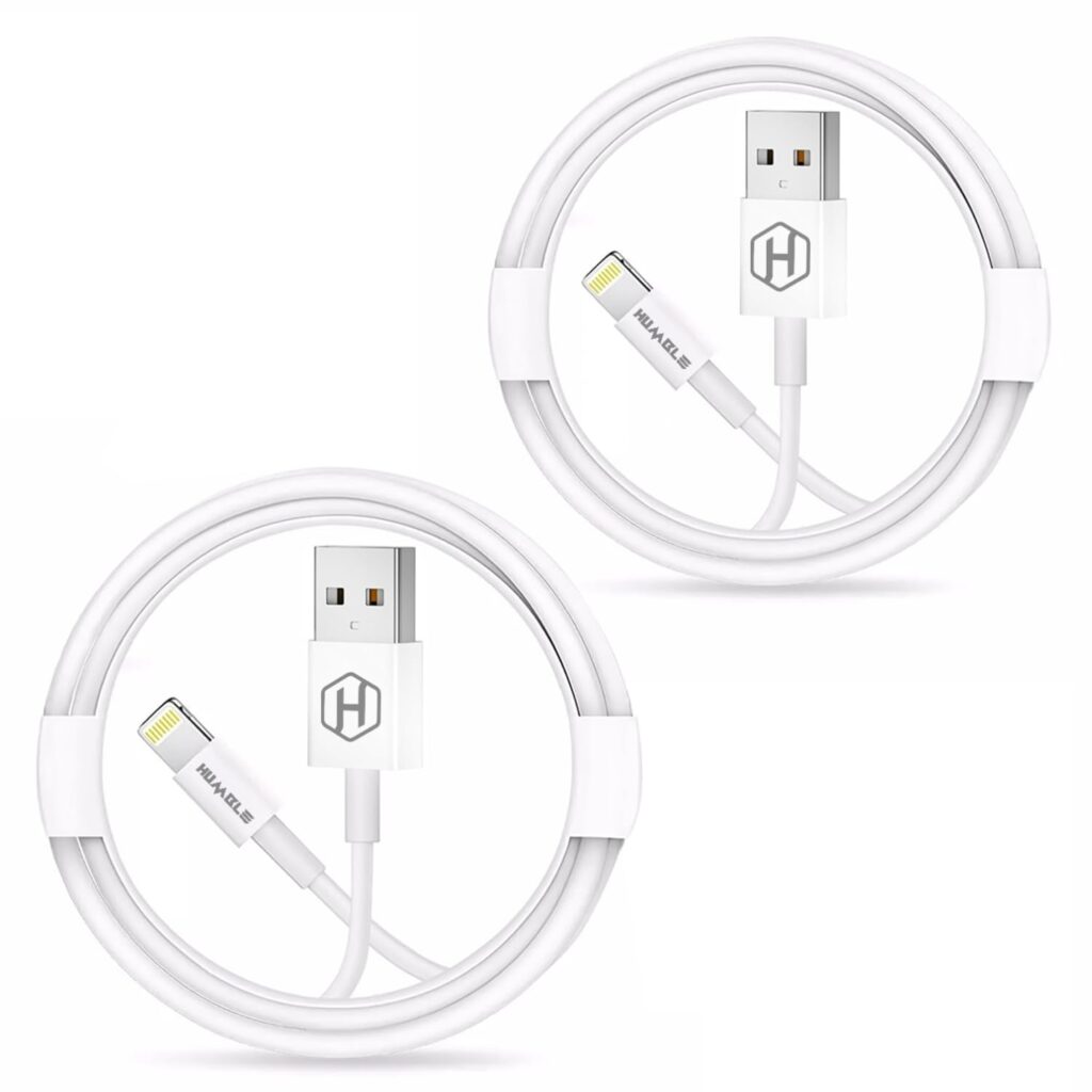 HUMBLE USB to 8 Pin/Lightning Fast Charging Cable For iPhone 14/13/12/11/X/Xs/Xr/8/Plus,iPad Mini/Pro/Max,USB Type-A Power Delivery Cord (Pack Of 2),White