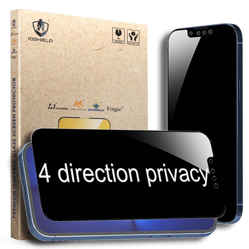 IQShield 4-Way 360° True Privacy Tempered Glass Screen Protector Guard for iPhone 14 Plus and iPhone 13 Pro Max, Case Friendly, 9H Hardness, Easy Installation, Anti-Spy - 6.7"