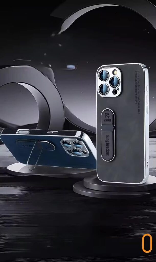 Iphone15 Pro Max Ring Bracket iPhone Case with Kickstand, Slim Protective Cover, Grey, Unisex