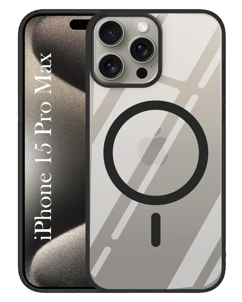 Jkobi Back Cover Case for Apple iPhone 15 Pro Max (Black MagSafe Compatible Wireless Charging | Hybrid Camera Bump Protection | Shockproof Polycarbonate Material)