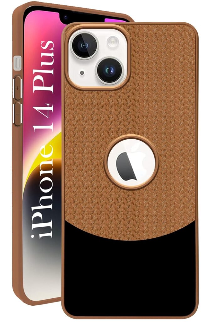 Jkobi Back Cover Case for iPhone 14 Plus (Elegant PU Leather Finish | Premium Minimalist Professional | Camera Protection Bump)