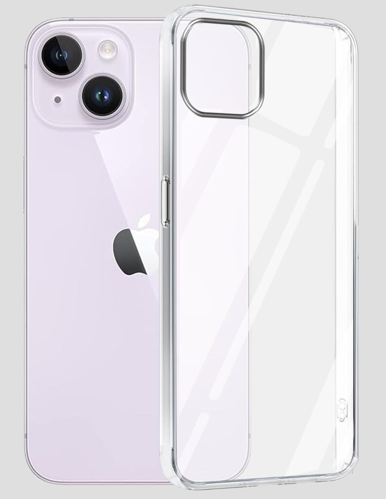 Jkobi Lifetime Anti-Yellow Clear Back Case Cover for Apple iPhone 14 Plus (Sleek Hard Crystal | Shockproof and Camera Protection)