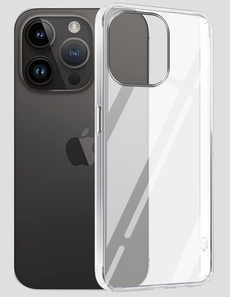 Jkobi Lifetime Anti-Yellow Clear Back Cover Case for Apple iPhone 14 Pro (Sleek Hard Crystal | Shockproof and Camera Protection)