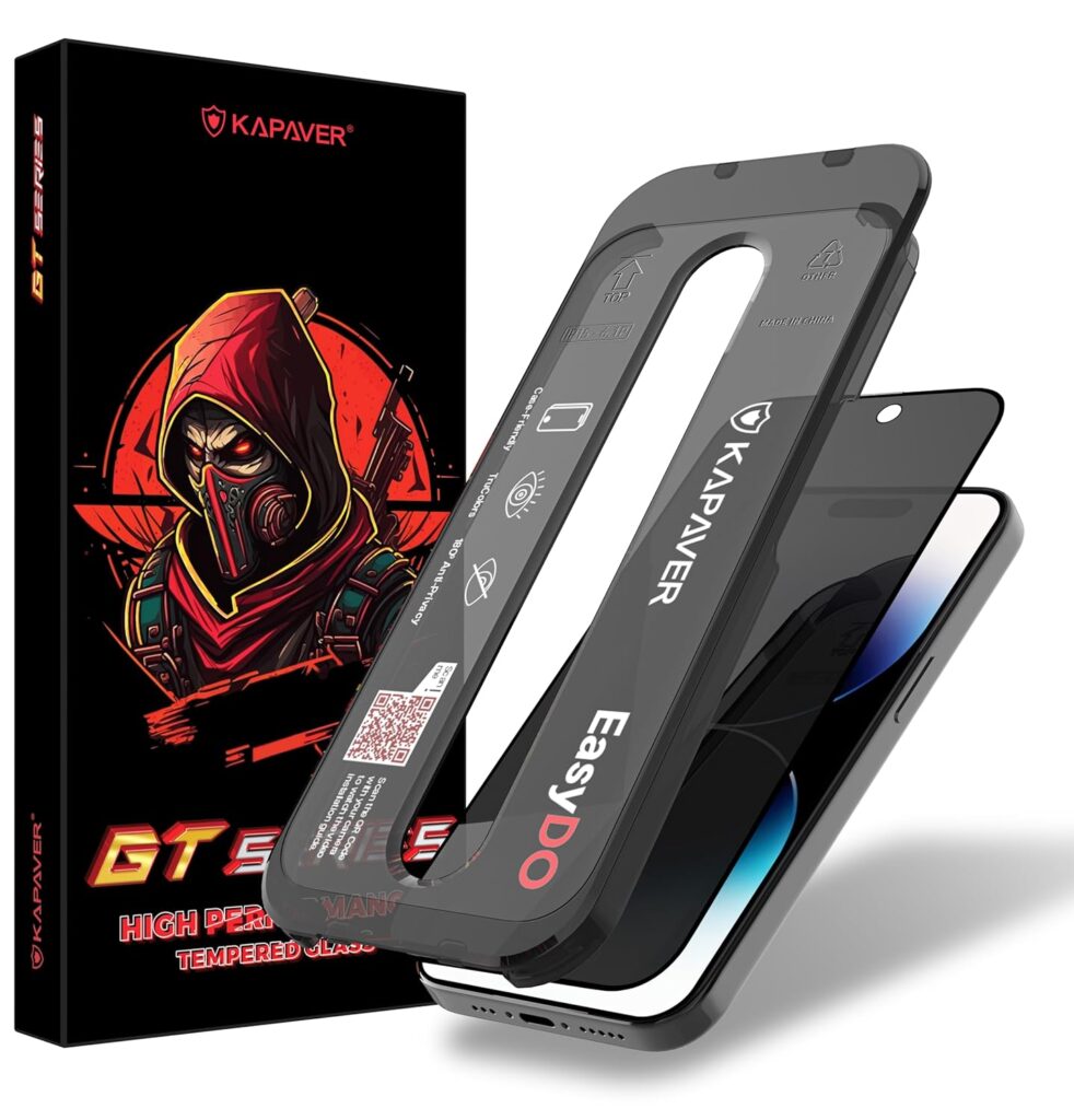 KAPAVER EasyDO GLaS Tempered Glass Screen Guard Protector with Ear Piece Mesh for iPhone 14 Pro (Privacy)