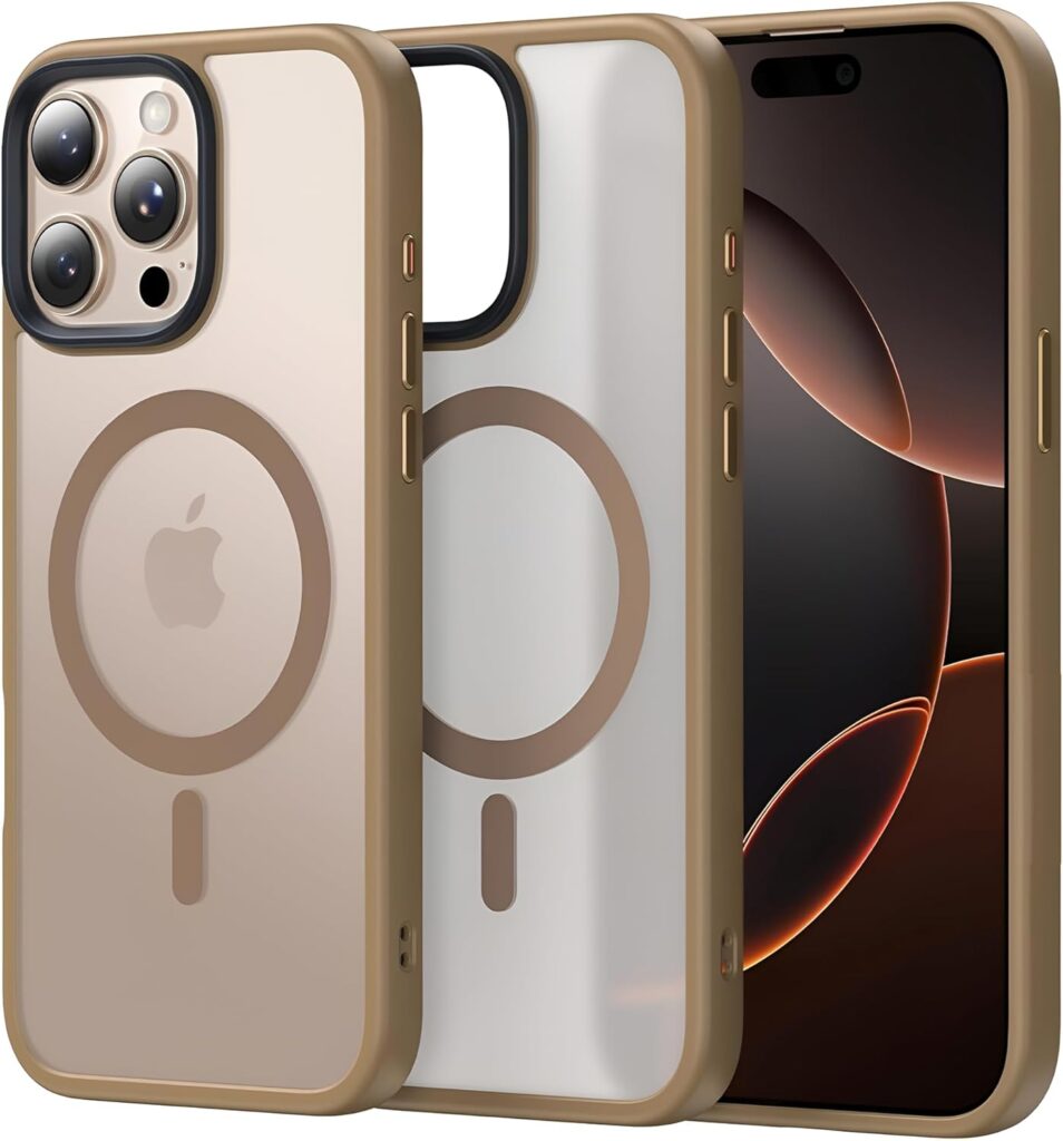 KoverX Smoke Frosted Case for iPhone 15 Pro Max | MagSafe Compatible | Military Grade Protection | Shockproof TPU | Anti-Yellowing | Slim Fit | Wireless Charging Compatible (Desert Titanium)