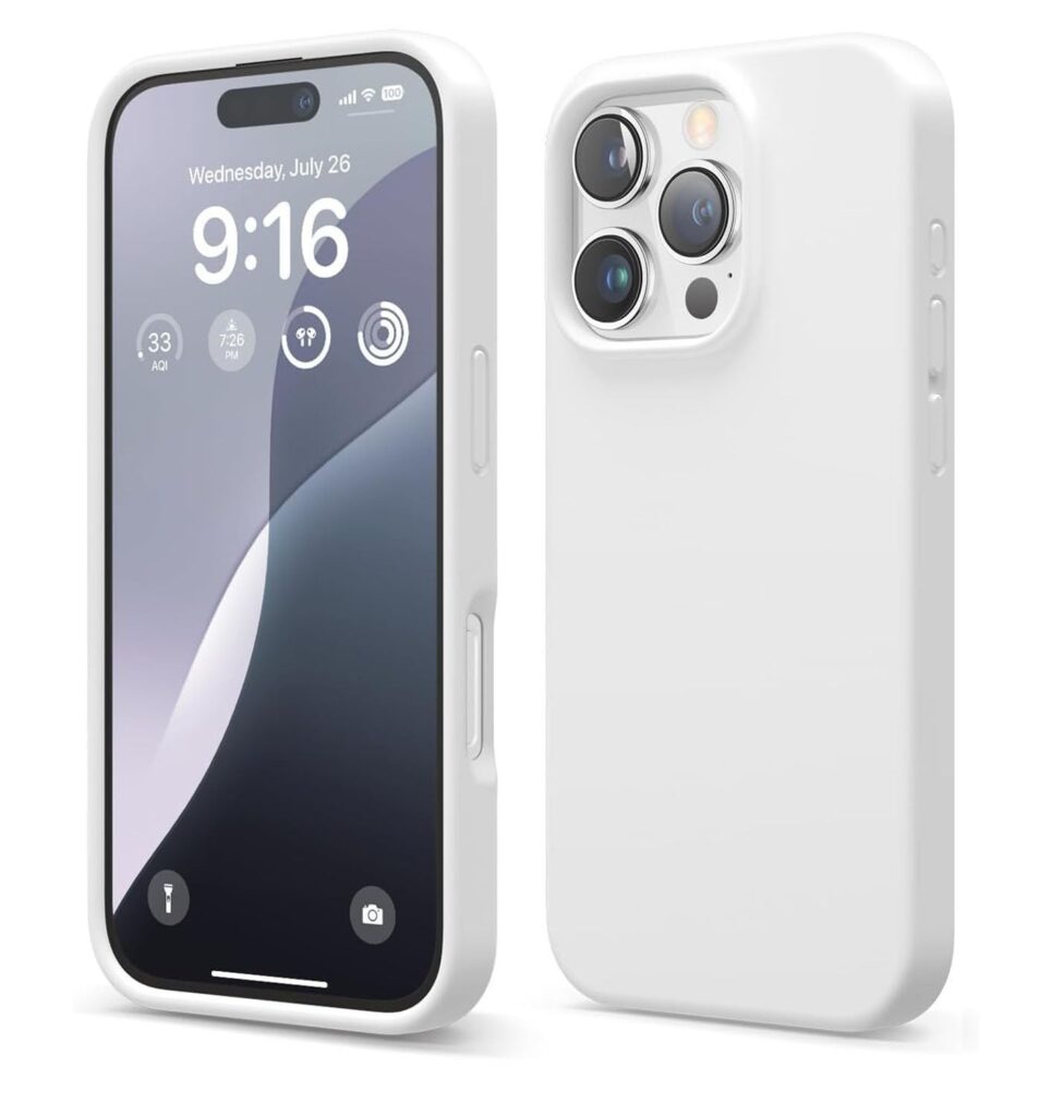 LIRAMARK Liquid Silicone Soft Back Cover Case for Apple iPhone 16 Pro Max (6.9 inch) (White)