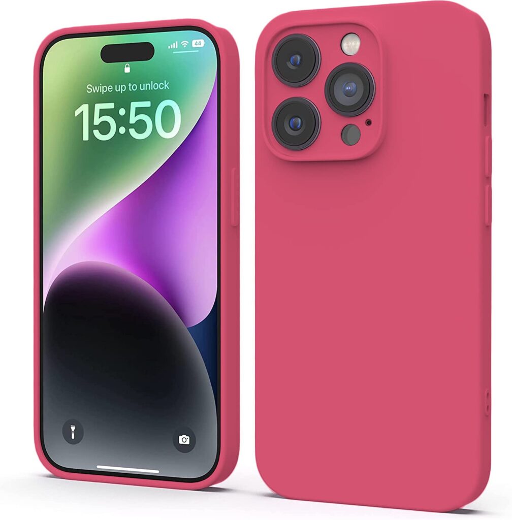 LOXXO® Microfiber Square Candy Case Compatible for iPhone 14 PRO MAX, Shockproof Slim Back Cover Liquid Silicone Case -Forest Green (Hibiscus)