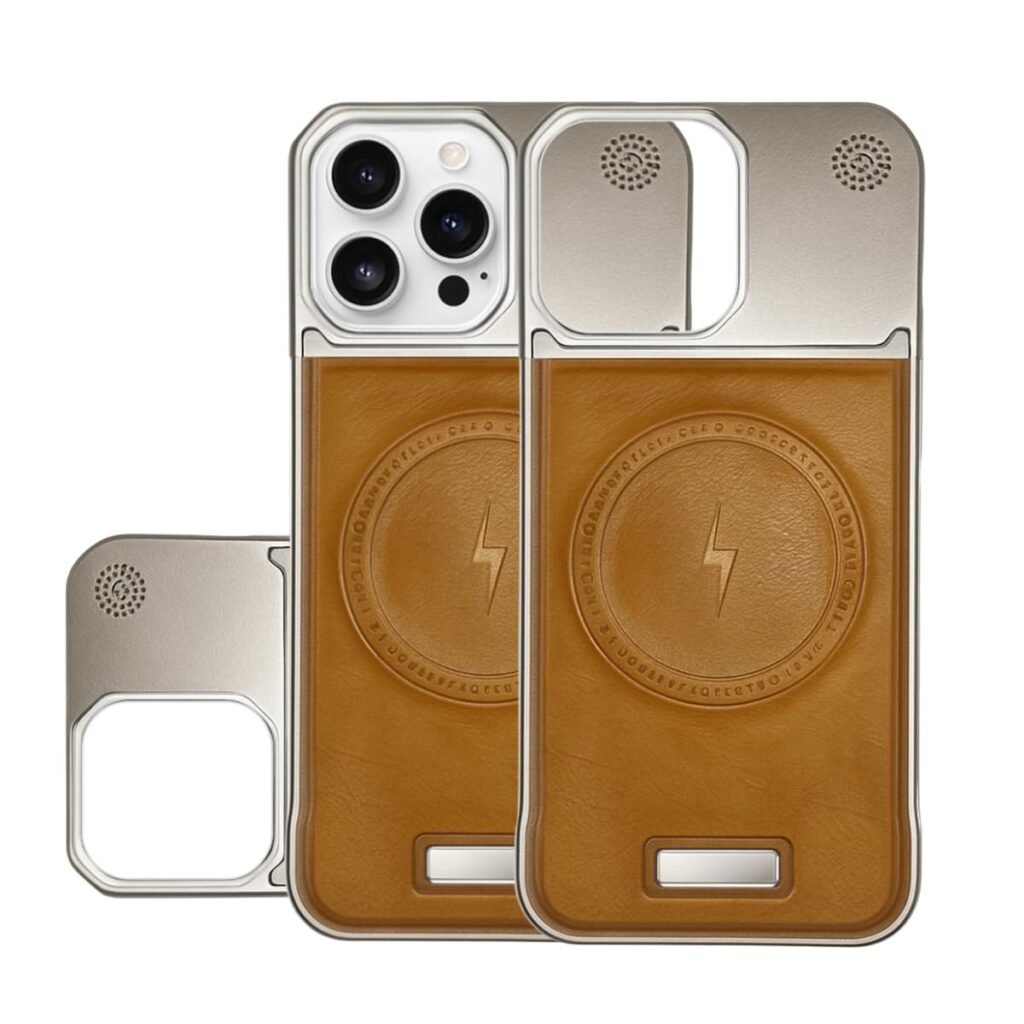 Leather Titanium Frame for iPhone 15 Pro Max (6.7-Inch-Brown) Case | Mag-Safe Charging Compatible | Military-Grade Drop Protection | Shockproof Yellowing Anti-Slim Scratch-Resistant Slim & Lightweight