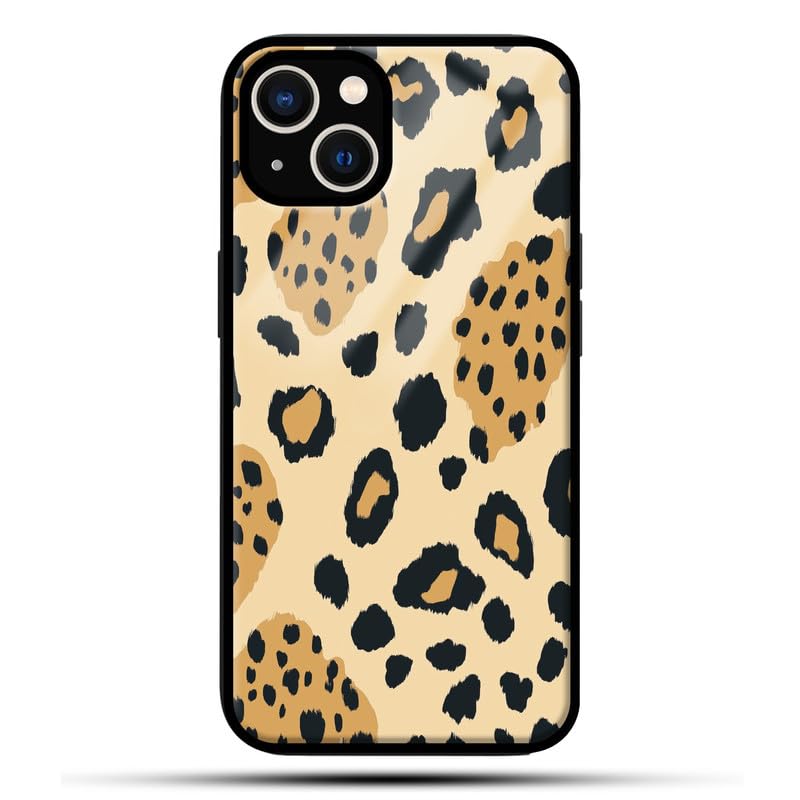 Leopard Pattern 1 Print Glass Mobile Cover for iPhone 14 Plus | Wild & Trendy Animal Pattern Design | Scratch-Resistant, Shockproof, and Lightweight Case for Animal Lovers