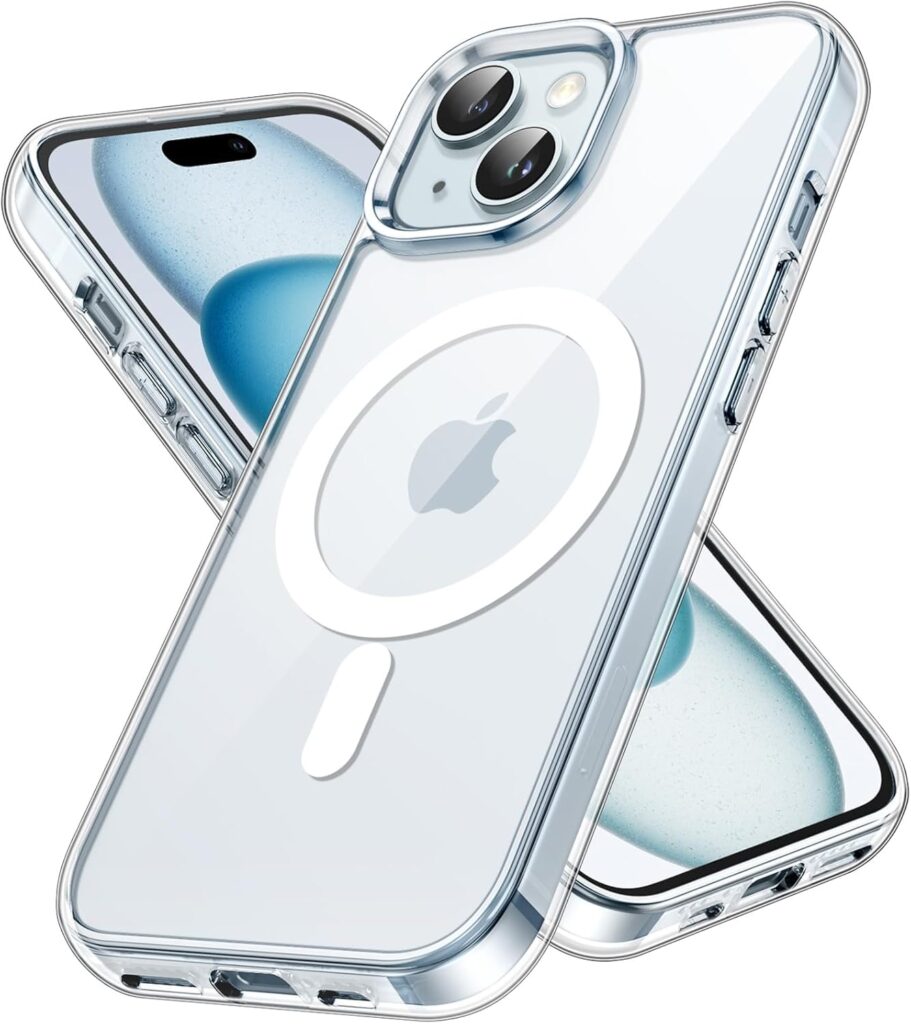 MACLEN iPhone 15 Plus Magnetic Transparent Case | Shock Proof Design & Camera Protection | Magsafe Wireless Charging case for iPhone 15 Plus | Sleek Hard Crystal Cover - Clear Back