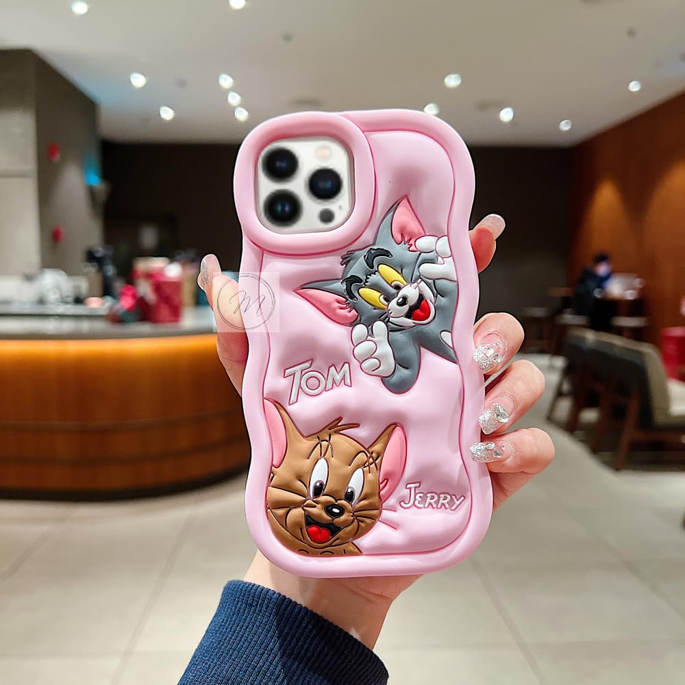 MIDOS Back Cover Compatible with iPhone 15 Pro Max Soft Silicone 3D Cute Cartoon Full Protective Case for iPhone 15 Pro Max (Baby Pink)