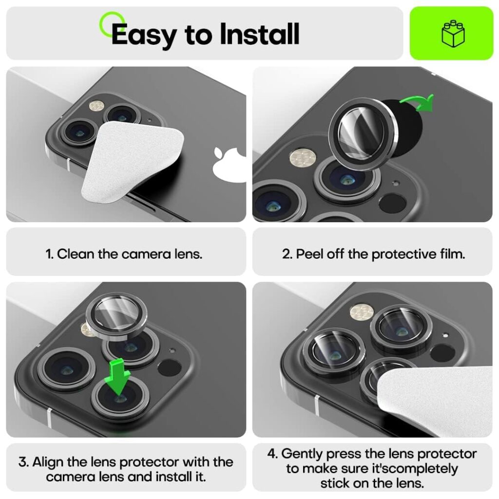 MINTZZ® Camera Glass Lens Protector Ring for iPhone 15 Pro/15 Pro Max, Case Friendly, Edge-to-Edge Coverage, Anti-Scratch Tempered Glass, HD Clarity, Easy Installation (Black, iPhone 15 Pro/15 Pro Max)