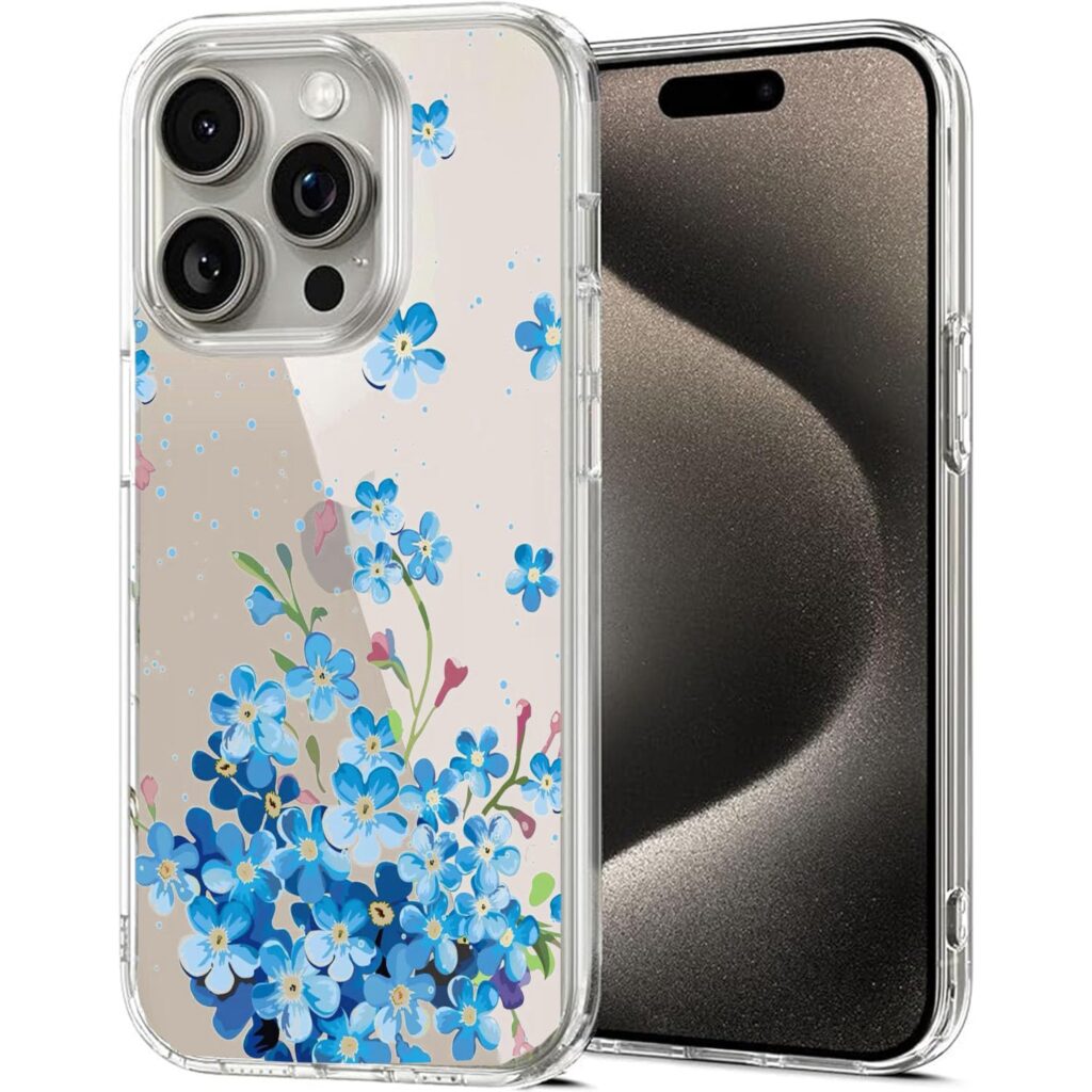 MITZVAH Silicone Phone Case - iPhone 15 Pro Max Cover (Floral/iTransparent) - Designed for Girls