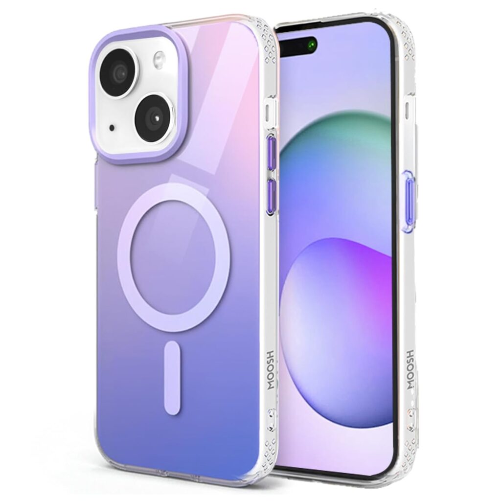 MOOSH Magnetic Case for iPhone 15 Case [Compatible with MagSafe & MIL-Grade Drop Tested] Slim Translucent Glossy Cover, Anti-Scratch Shockproof Phone Case for iPhone 15 6.1 Inch (Orchid)