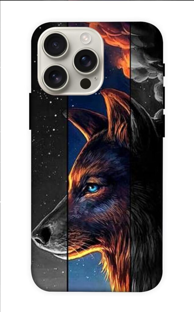 NDCOM for iPhone 14 Pro Max Case | Premium i Phone 14 Pro Max Cover | Sleek and Stylish iPhone 14 Pro Max Covers for Men and Women |Art Wolf Black Printed Hard Case