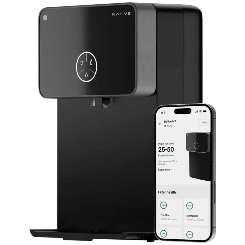 Native by Urban Company M2 RO Water Purifier | No Service for 2 Years | 2-year Unconditional Warranty | Smart iOT-enabled Monitoring | RO+UV+Copper+Alkaline | 8L Storage | 4-in-1 Health Booster