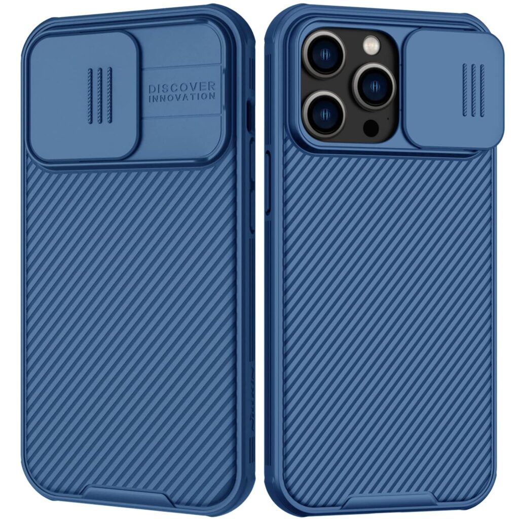 Nillkin Thermoplastic Polyurethane Polycarbonate For Iphone 14 Pro Case with Slide Camera Cover, Privacy Protection, Camshield Pro Shockproof Protective Phone Case For Iphone 14 Pro 6.1 Inch 2022 Blue