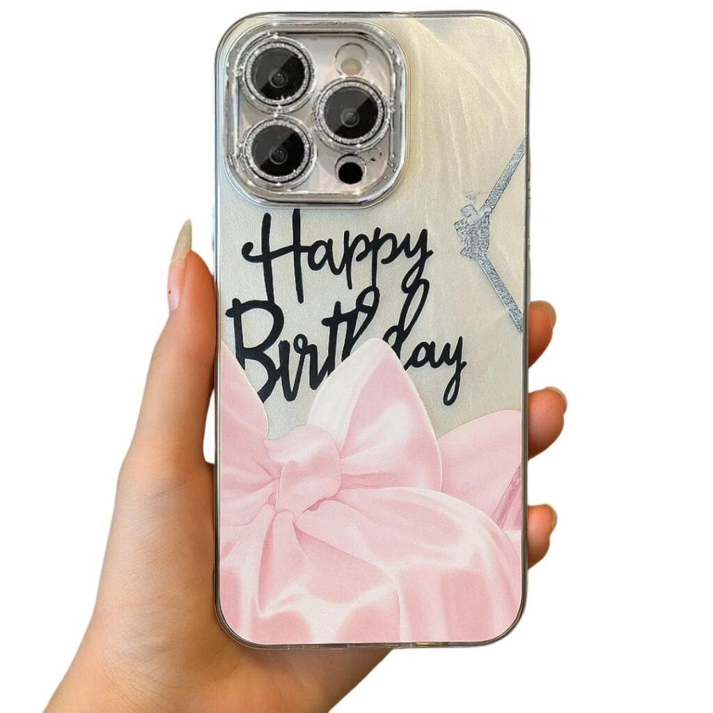 PEEPERLY Back Cover Case for iPhone 15 Scratch Resistant Anti-Slip TPU Shockproof Protective Durable Happy Birthday Case for Girls & Women