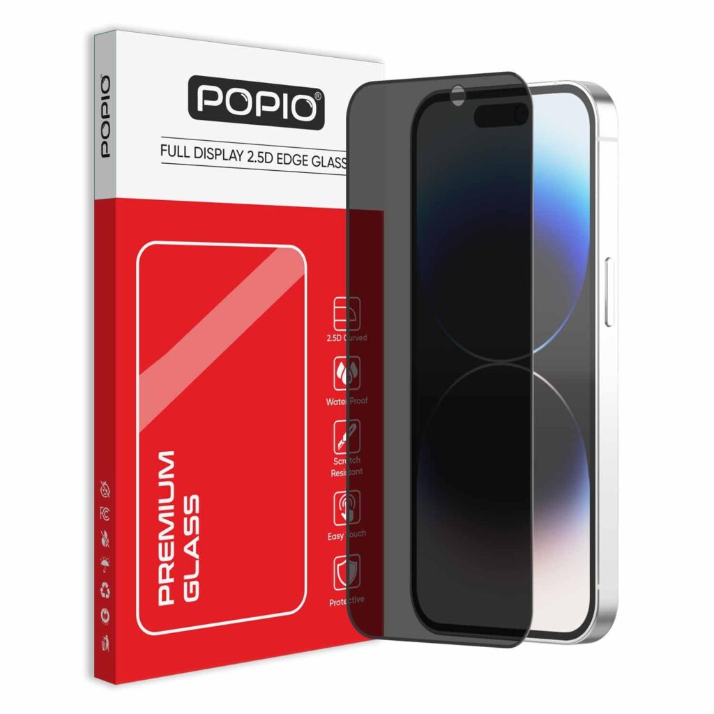 POPIO Privacy Military-Grade Tempered Glass for iPhone 14 Pro – Anti Spy Screen Protector Guard (Pack of 1)