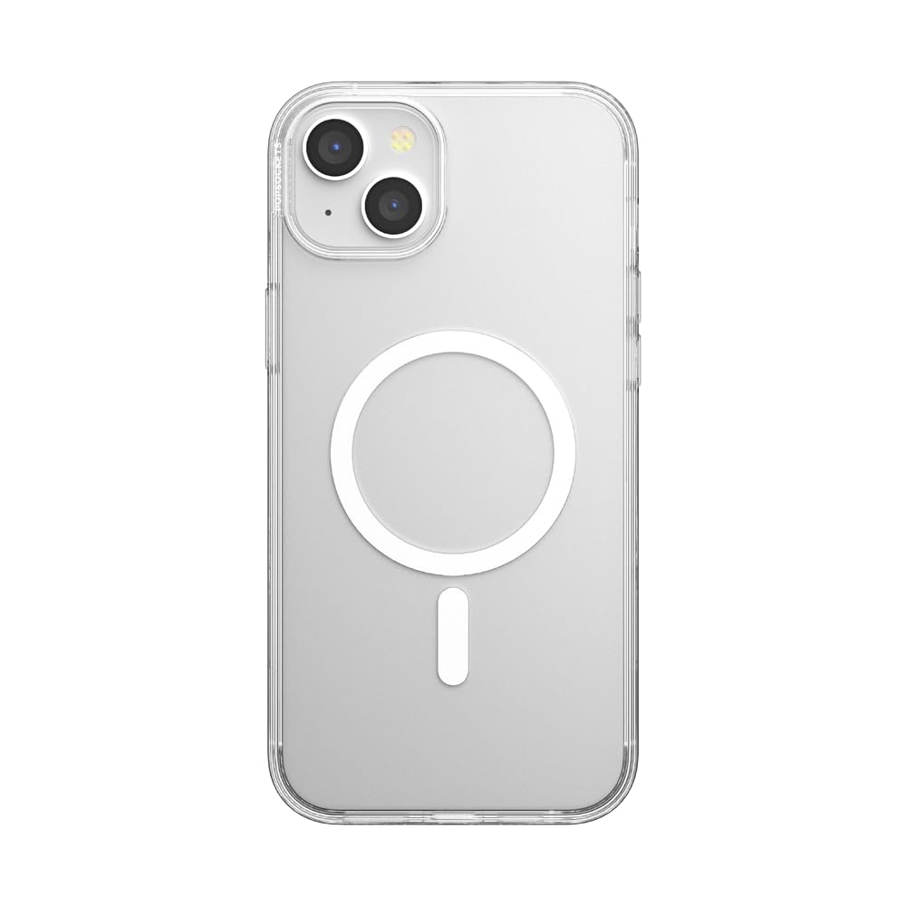 POPSOCKETS iPhone 15 Plus Case with Round Phone Grip Compatible with MagSafe, Phone Case for iPhone 15 Plus, Wireless Charging Compatible - Clear