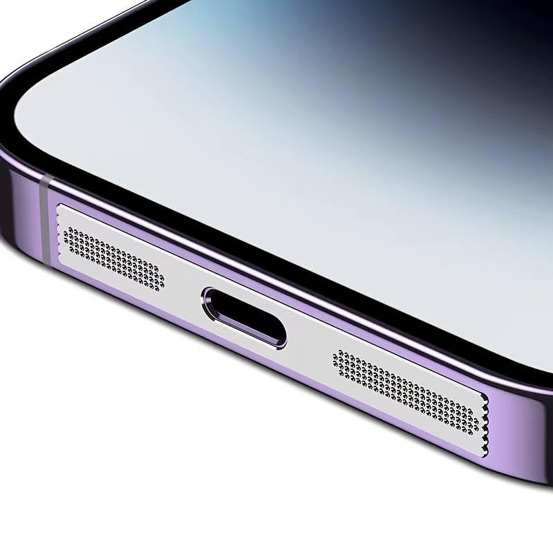 Pack of 2 Mobile Phone Dustproof Metal Net Stickers Speaker Mesh Anti Dust Proof Self Adhesive Protector for iPhone 14 Plus/iPhone 14 Pro/iPhone 14 Pro Max Phone Speakers (Gold)