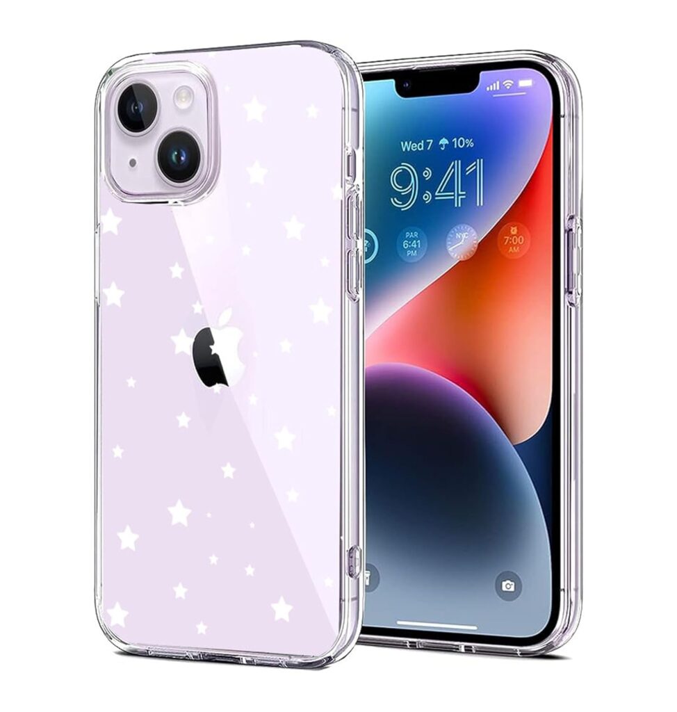 Phone Case Designed for iPhone 14 Slim case- iPhone 14 case Silicone- iPhone 14 Transparent case- Silicone case for iPhone 14 Moon Design- iPhone 14 Back Cover for Girls A-132