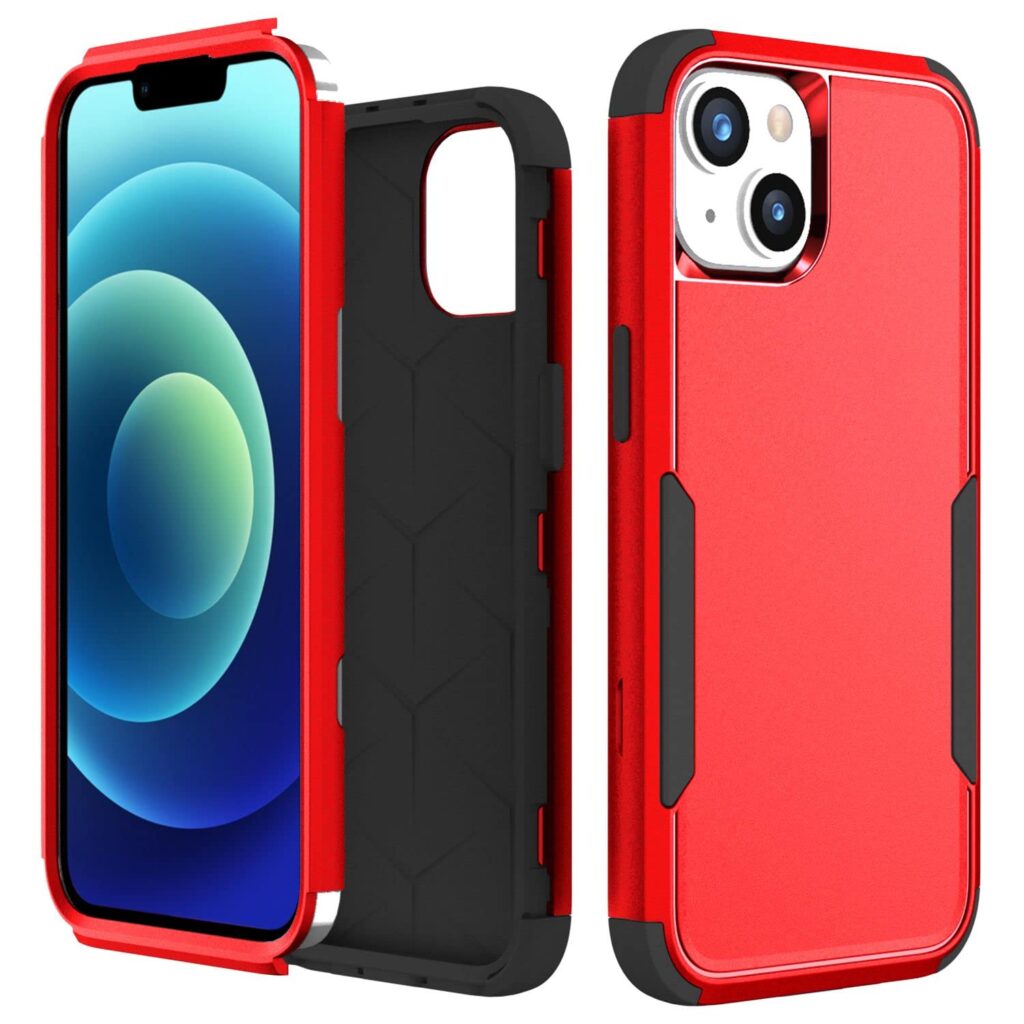 Pirum® Back Cover for Apple iPhone 14 Plus Case Heavy Duty Defender Bumper Hard Pc TPE Shell Full Body Drop Protective Cover - Red