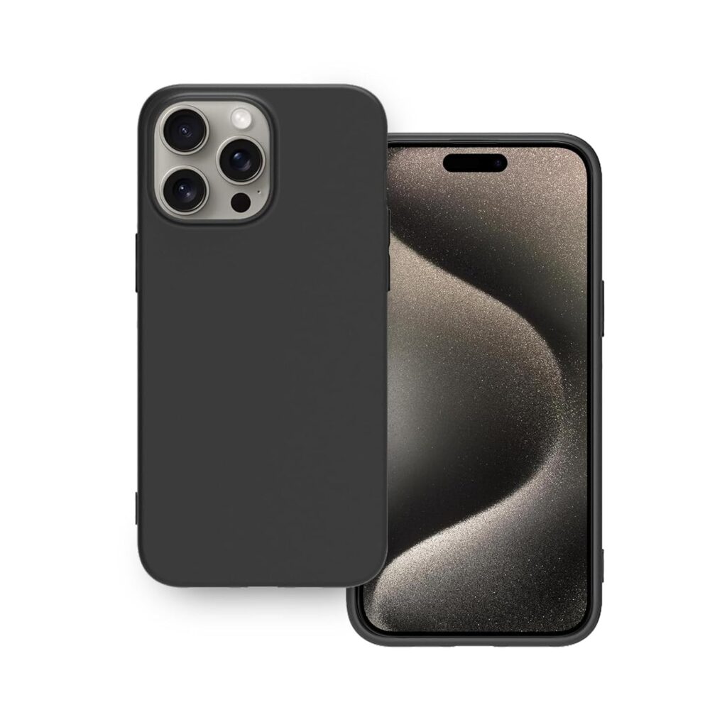 Plus Protection Matte Finished Back Cover Case for Apple iPhone 15 Pro Max | Rubberized TPU | Slim Thin Soft Matte Flexible Matte Touch Shockproof - Matte Black