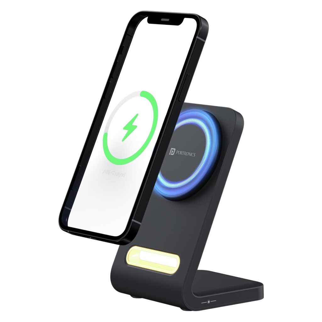 Portronics Flux 15W Qi2 Enabled Fast Charging Wireless Charger, MagSafe Compatible, Best for iOS16/16 Plus/16 Pro/16 Pro Max, iPhone 15/15 Plus/15 Pro/15 Pro Max, iPhone 14/13/12 (Black)