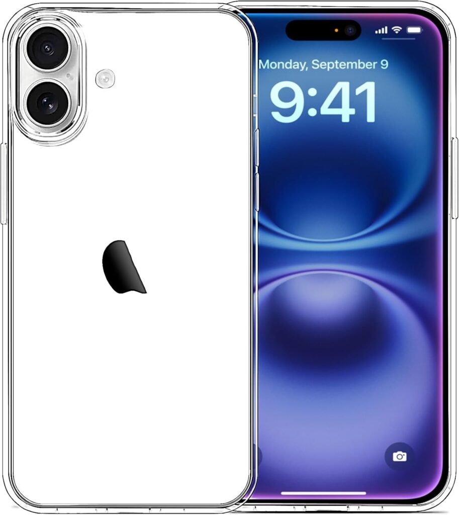 Printme Compatible with iPhone 16 Plus - Case Clear Soft Transparent Shockproof Protective Slim Thin Bumper Phone Cover for iPhone