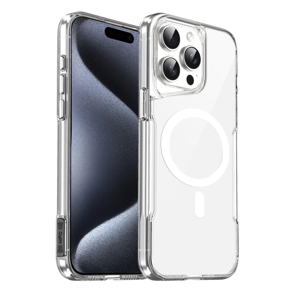 Prolet HD Clear Transparent Case Compatible with iPhone 15 Pro Max, Durable Hard Plastic Back with Inbuilt Magsafe, Silicone Bumper for Camera & Sides, Sleek & Stylish Design (White)