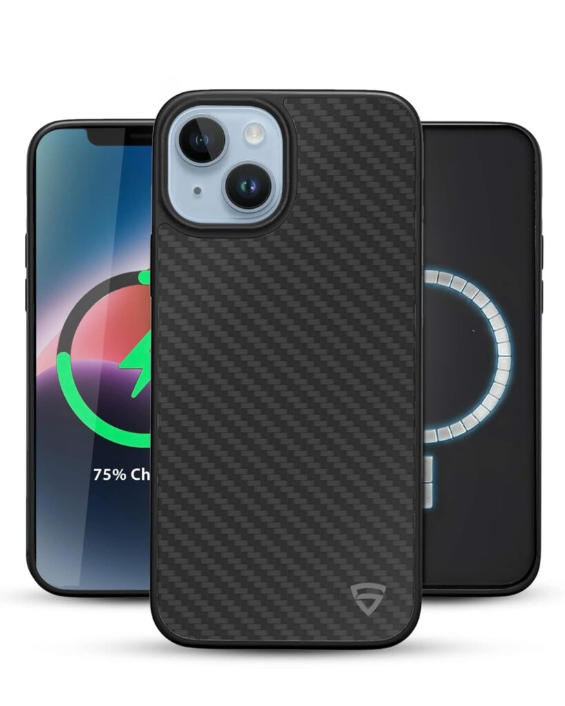 RAEGR Phone Case | Magnetic Case | Supports Mag-Safe Wireless Charging | Elements Armor MagFix Case/Cover Compatible with iPhone 14 Plus (6.7- inch) 2022 - Carbon Fiber RG10370
