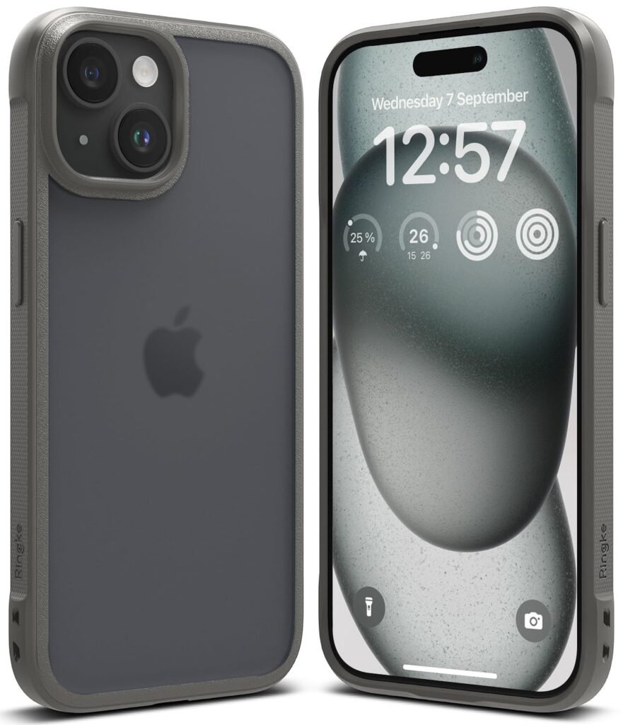 Ringke Fusion Bold Matte Compatible with iPhone 15 Plus Case Cover Firm Grip Frame Anti-Yellowing Anti-Fingerprint Frosted PC Hard Back Shockproof Bumper iPhone 15 Plus Back Cover - Matte Gray