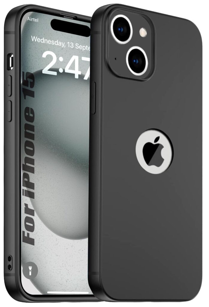 SQUIF Silicone Slim Soft Back Case for iPhone 14 Plus Cover Ultra Thin, Flexible with Precise Camera Cuts and Extra Protection (Black)