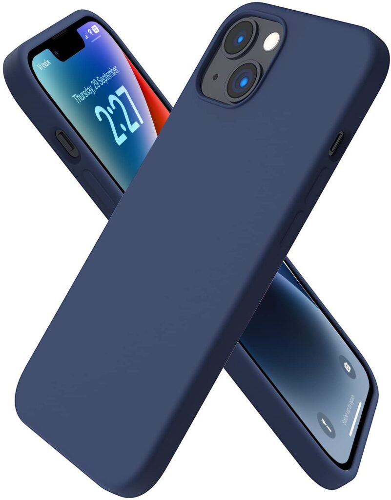 SQUIF Silicone Soft Back Case for iPhone 14 Plus Cover with Camera Protection and Microfiber Lining (Blue)