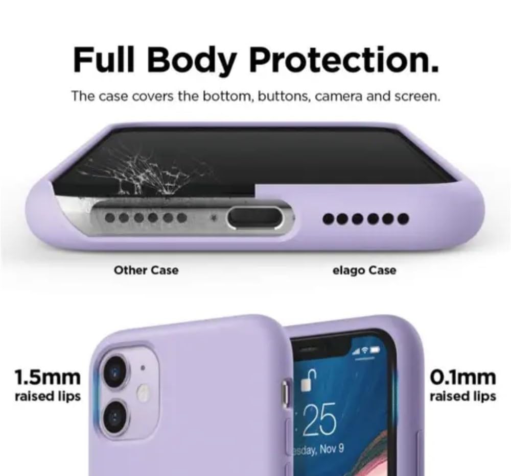 Shockproof Silicone Back Cover for iPhone 14 Plus | Durable Slim Fit Case with Anti-Slip Grip and Precise Cutouts (Lavende)