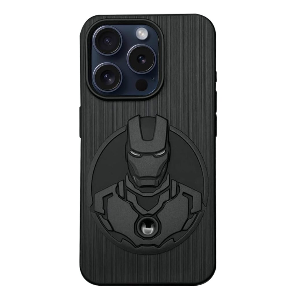 Silicone Soft Mobile Case for iPhone | Engraved 3D TPU | 360 Degree Protection | Shockproof Cover (iPhone 15 Pro Max) Black