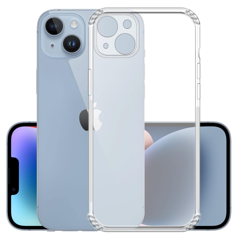 Slim Soft Silicon *Anti Dust Plug* Shockproof Transparent TPU Back Case Cover for Apple iPhone 14 Plus - Clear