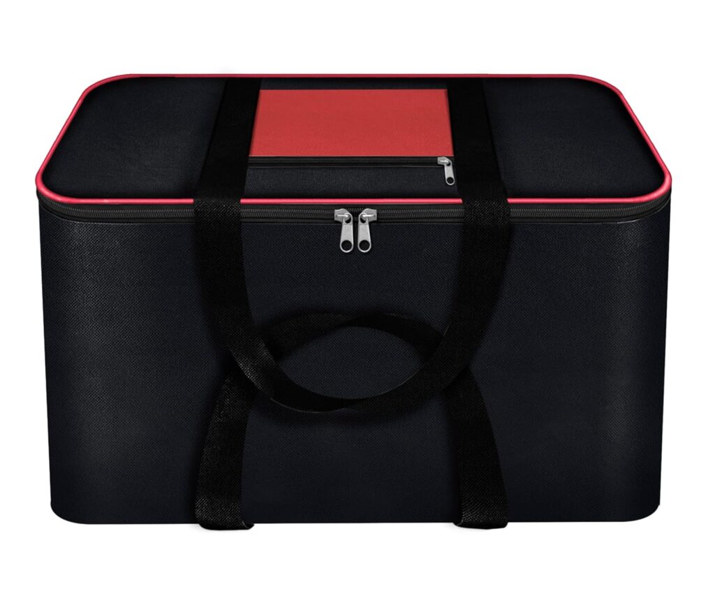 Storite Nylon Big Underbed Storage Bag Moisture Proof Cloth Organiser with Zippered Closure and Handle(BlackRed, 54x46x28cm) Rectangular