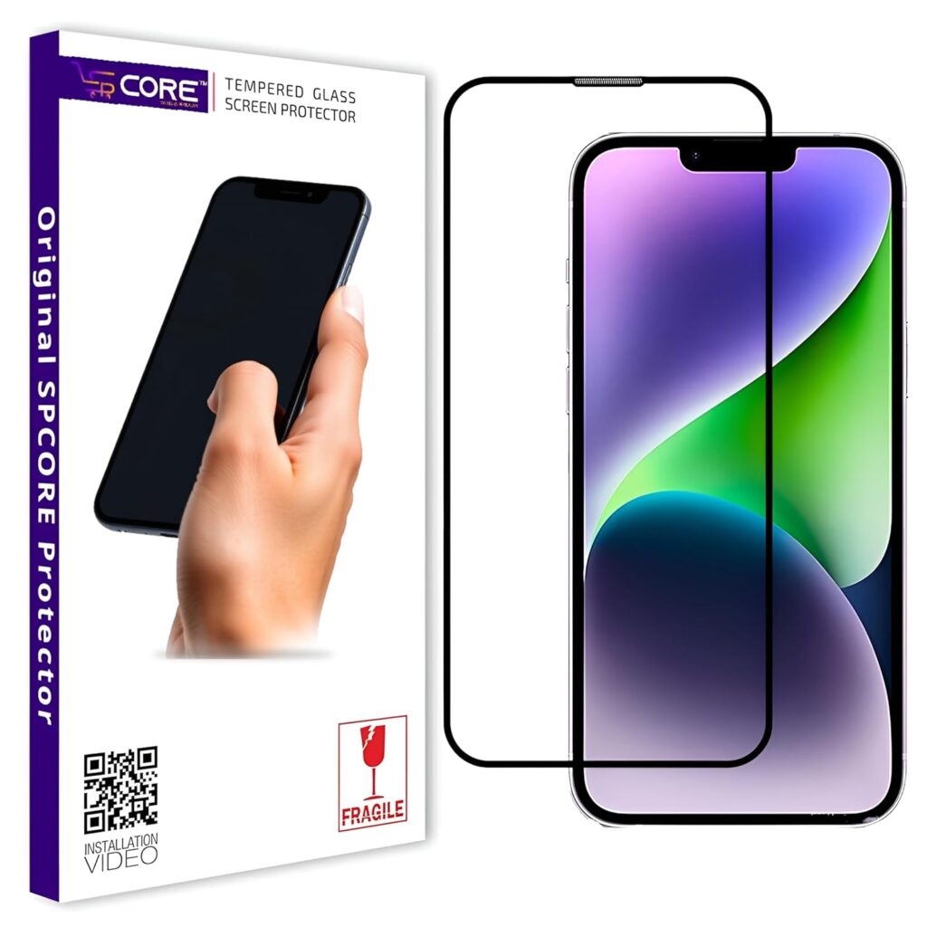 Tempered Glass Screen Protector Compatible For iPhone 14 Plus and iPhone 13 Pro Max (6.7 Inch) with Edge to Edge Coverage and Easy Installation Kit (Black)