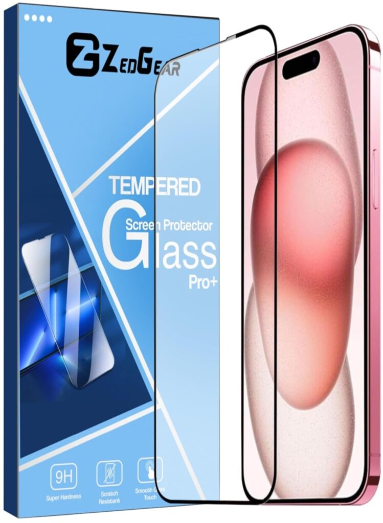 Tempered Glass Screen Protector For iPhone 15 Screen Guard With 9H Edge To Edge Coverage And Easy Installation Kit (6.1 Inches)