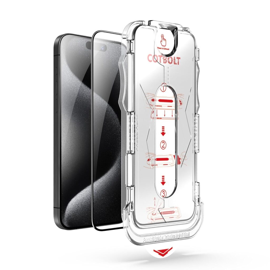 Tempered Glass for iPhone 15 Pro Max Screen Protector [Military Grade Shatterproof & Longest Durable] Screen Protector iPhone 15 Pro Max Tempered Glass Full Coverage