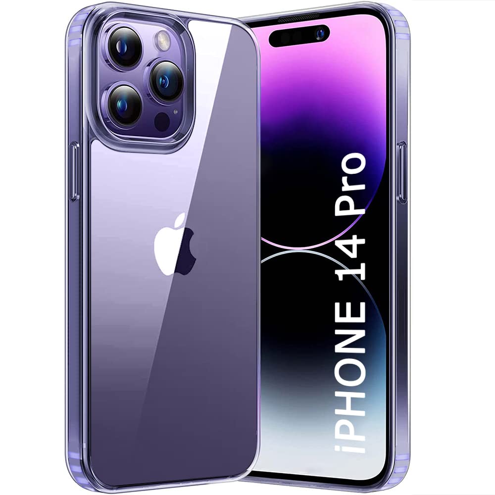 TheGiftKart Ultra-Hybrid Crystal Clear Back Case Cover for iPhone 14 PRO | Shockproof Design | Camera Protection Bump | Hard Clear Back | Bumper Case Cover for iPhone 14 Pro (PC, TPU | Transparent)