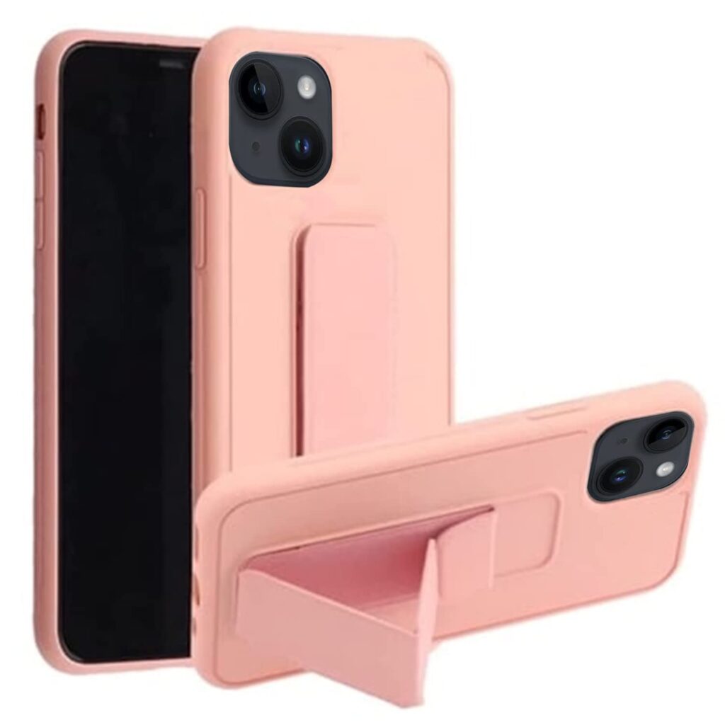 Tough Lee Bumper Back Case Cover for Apple iPhone 14 Plus (in-Built Kickstand & Mobile Holder) (Ultra Hybrid Shockproof) (Baby Pink)