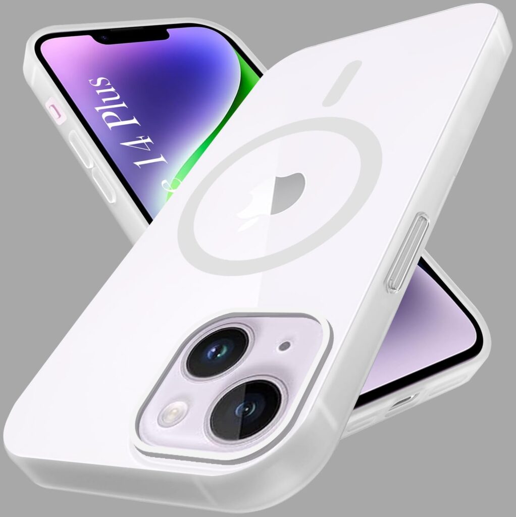 Ultra-Thin Matte Finished Paper Back Cover Case for Compatible with iPhone 14 Plus |Compatible with Magsafe|White