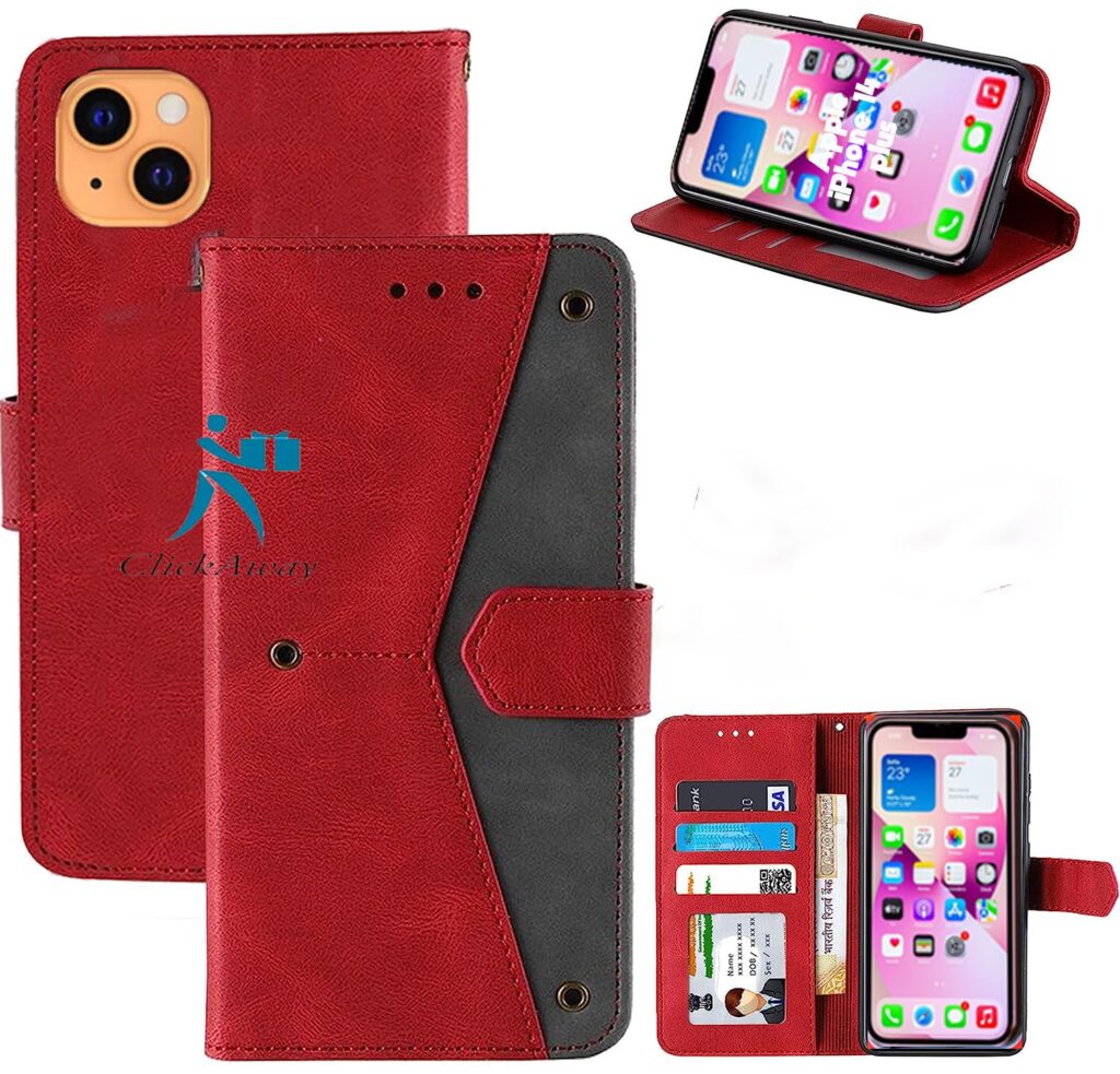 Urban Tech Flip Wallet Back Cover Compatible with Apple iPhone 14 Plus Handmade |Italian Wax Diary Style Card Slot Holders (Multi Color) | Fresh Arrival