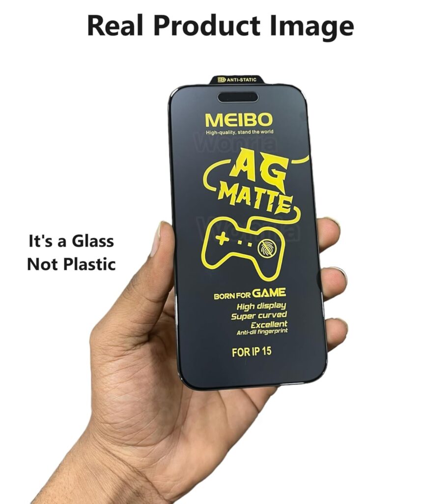 WonRia Matte Screen Guard Protector for iPhone 15 Plus 5G Matte Tempered Glass Edge to Edge [Dynamic island Cut] [Shinning Border] - (Made of Glass)