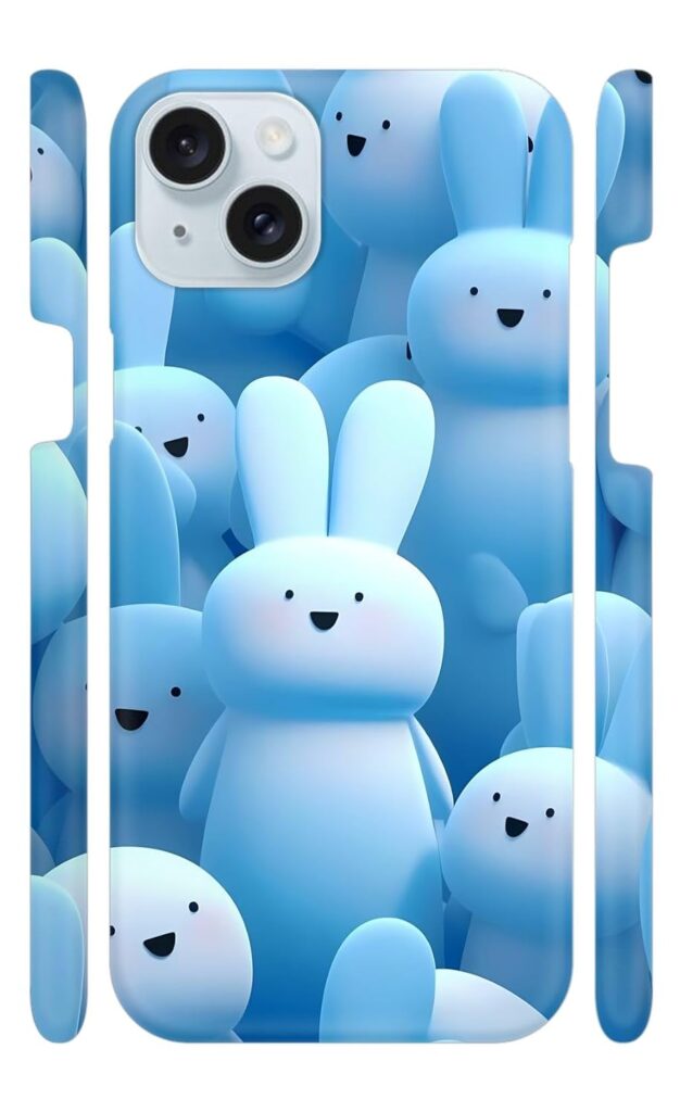 YAPZONE Blue Bunnies Designer Printed Hard Back Cover for Apple iPhone 15 Attractive and Uniquely Crafted Smartphone Case