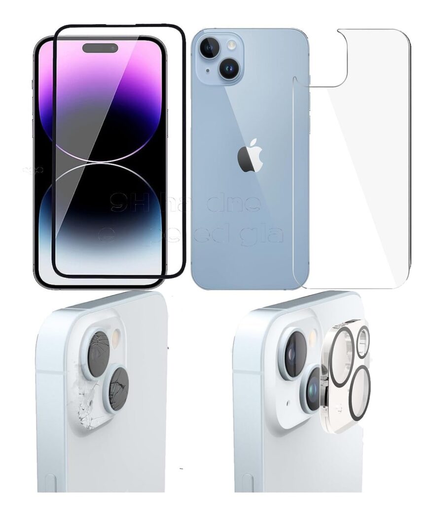 ZARALA Tempered Glass Screen Protector Compatible foriphone 15 | Front And Back Screen Guard Protector camera lens camera protector Combo